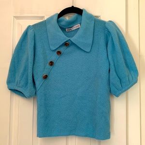 Zara Puff Sleeve Crop Sweater